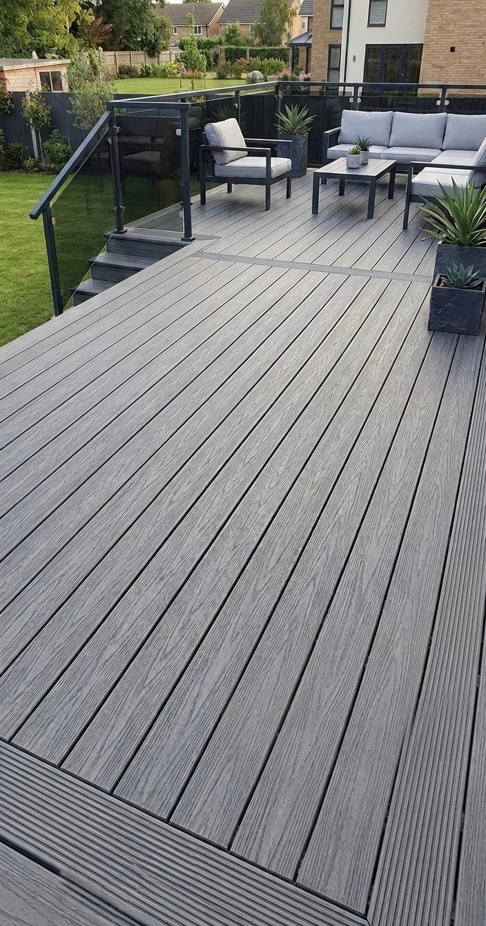 Contemporary grey composite decking